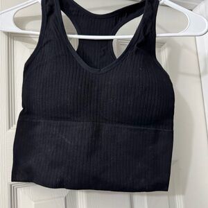 Black Ribbed Women's Sports Bra